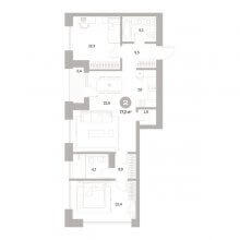 3-комн. евро квартира в ЖК Тихий Компрос, 77.20 м²