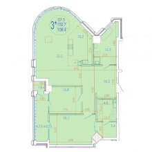 3-комн. евро квартира в ЖК Development Plaza, 108.40 м²
