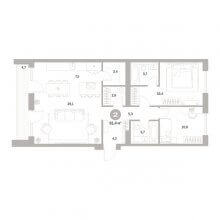3-комн. евро квартира в ЖК Тихий Компрос, 91.40 м²