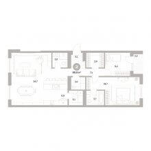 3-комн. евро квартира в ЖК Тихий Компрос, 99.90 м²