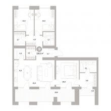 4-комн. евро квартира в ЖК Тихий Компрос, 128.20 м²
