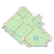 3-комн. евро квартира в ЖК Development Plaza, 107.40 м²
