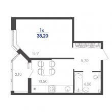 1-комн. квартира в ЖК Сказка град, 38.20 м²