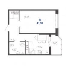 1-комн. квартира в ЖК Сказка град, 41.50 м²