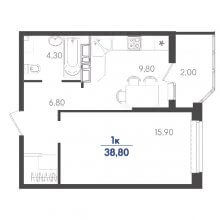 1-комн. квартира в ЖК Сказка град, 38.80 м²
