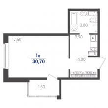 1-комн. квартира в ЖК Сказка град, 30.70 м²
