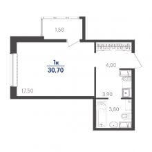 1-комн. квартира в ЖК Сказка град, 30.70 м²