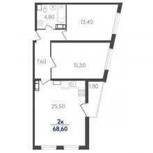 2-комн. квартира в ЖК Сказка град, 68.60 м²