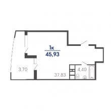 Студии в ЖК Элегант, 45.93 м²