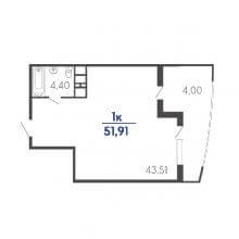 Студии в ЖК Элегант, 51.91 м²