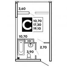 Студии в ЖК Самолёт, 19.10 м²