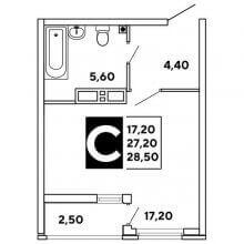 Студии в ЖК Самолёт, 28.50 м²