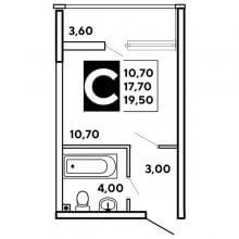 Студии в ЖК Самолёт, 19.50 м²