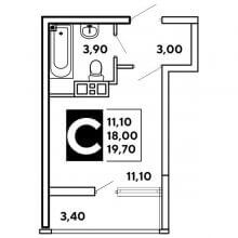 Студии в ЖК Самолёт, 19.70 м²