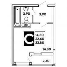 Студии в ЖК Самолёт, 23.80 м²