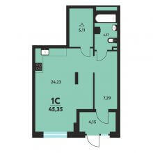 Студии в ЖК Маасдам, 45.35 м²