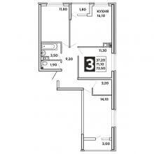 3-комн. квартира в ЖК Самолёт, 73.50 м²