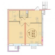 1-комн. квартира в ЖК Лайм, 38.60 м²