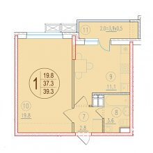 1-комн. квартира в ЖК Лайм, 39.30 м²