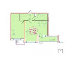2-комн. евро квартира в ЖК Лайм, 48.60 м²