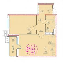 2-комн. евро квартира в ЖК Лайм, 48.80 м²