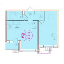 2-комн. евро квартира в ЖК Лайм, 48.60 м²