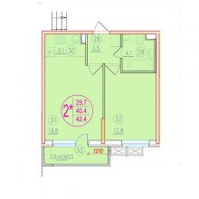 2-комн. евро квартира в ЖК Лайм, 42.40 м²