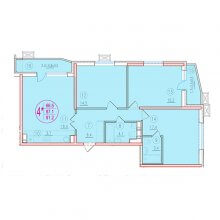 4-комн. евро квартира в ЖК Лайм, 91.20 м²
