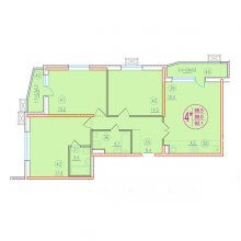 4-комн. евро квартира в ЖК Лайм, 92.10 м²