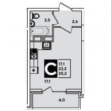 Студии в ЖК Парк победы, 25.20 м²