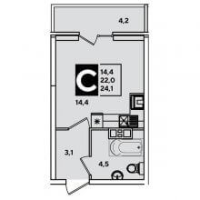 Студии в ЖК Парк победы, 24.10 м²