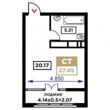 Студии в ЖК Сердце, 27.45 м²