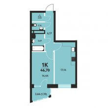 1-комн. квартира в ЖК Маасдам, 46.70 м²