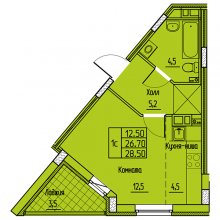 Студии в ЖК Дом в Бершетском переулке, 28.50 м²