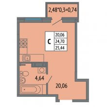 Студии в ЖК Светлоград, 25.44 м²