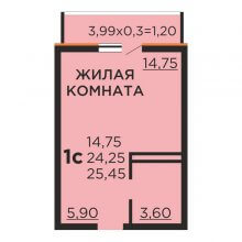 Студии в ЖК Краски, 25.45 м²