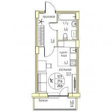 Студии в ЖК Спринтер, 28.80 м²