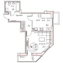 1-комн. квартира в ЖК Спринтер, 42.30 м²