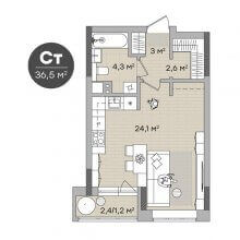 Студии в ЖК Счастье, 36.50 м²