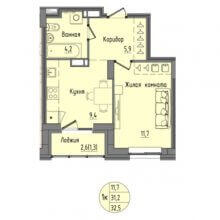 1-комн. квартира в ЖК Капучино, 32.50 м²