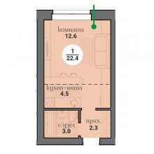 Студии в ЖК Кедр, 22.40 м²