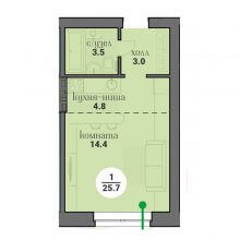 Студии в ЖК Кедр, 25.70 м²