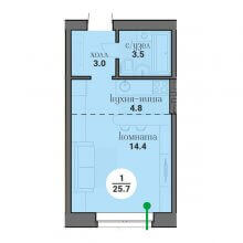 Студии в ЖК Кедр, 25.70 м²