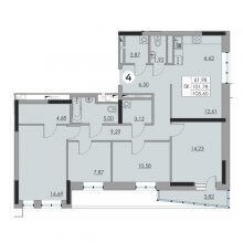 5 и более квартира в ЖК Ньютон, 105.60 м²