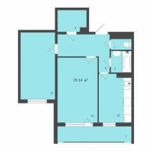 2-комн. квартира в ЖК Дом на Яблочкова 3, 64.00 м²