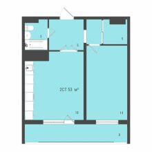 2-комн. евро квартира в ЖК Дом на Яблочкова 3, 53.00 м²