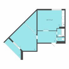 2-комн. евро квартира в ЖК Дом на Яблочкова 3, 73.00 м²