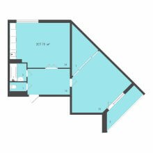 2-комн. евро квартира в ЖК Дом на Яблочкова 3, 73.00 м²