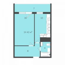 1-комн. квартира в ЖК Дом на бульваре, 42.00 м²