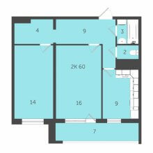 2-комн. квартира в ЖК Дом на бульваре, 60.00 м²